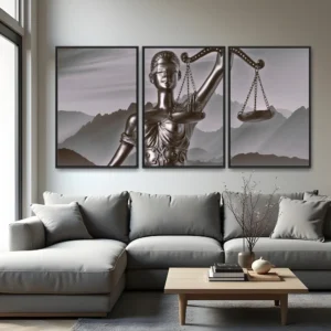 Quadro Themis Preto e Branco kit três telas