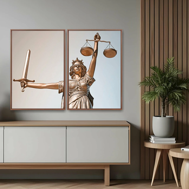 Quadro Advogado Estátua da Justiça kit duas telas