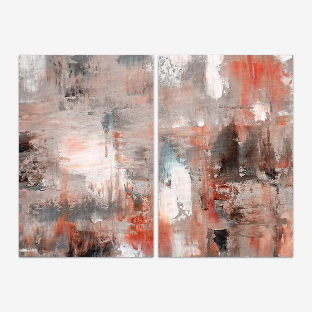 Quadro Abstrato Pintura Avermelhado kit duas telas - Imagem 2