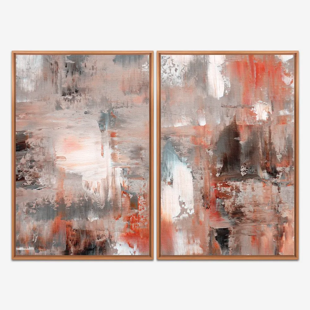 Quadro Abstrato Pintura Avermelhado kit duas telas - Imagem 6
