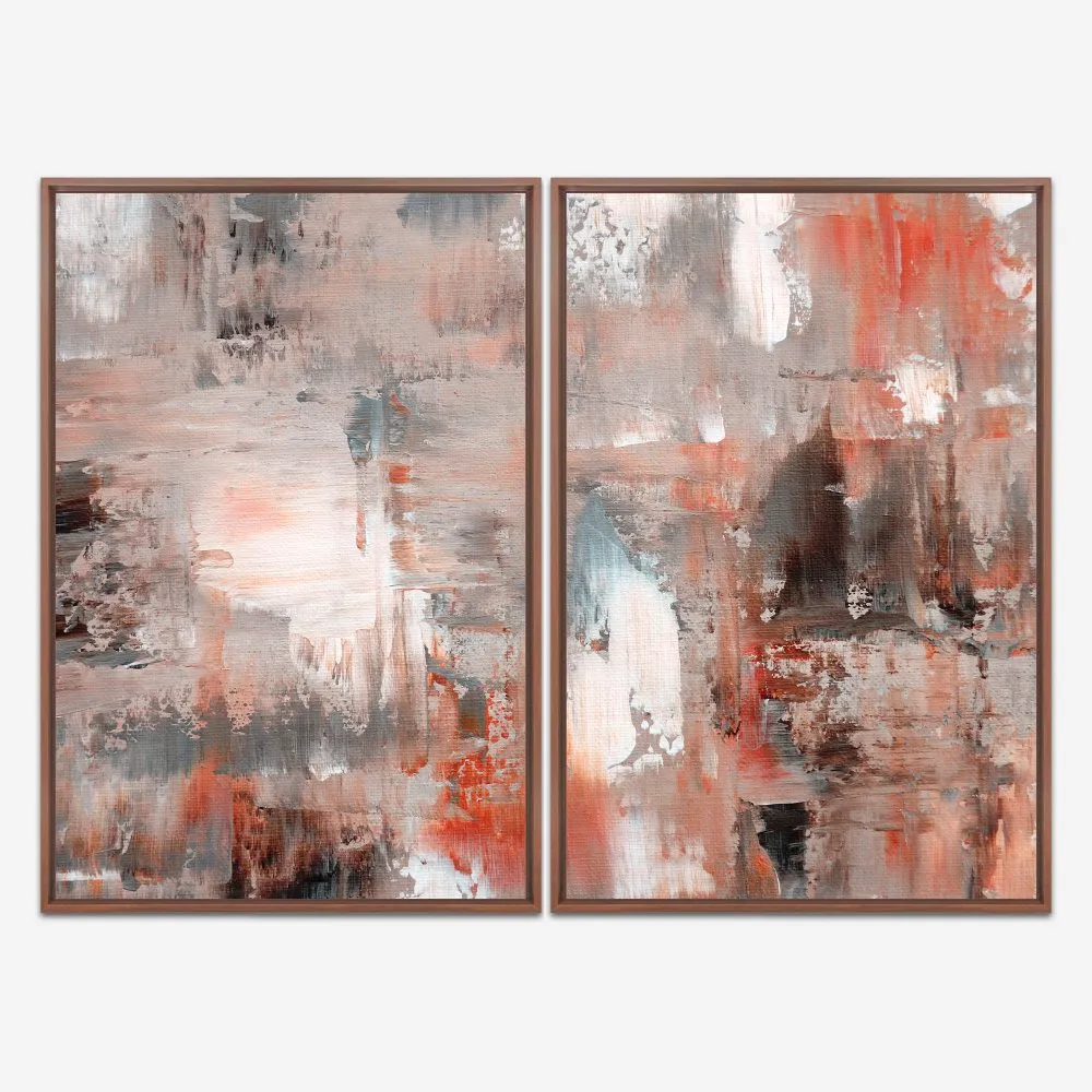 Quadro Abstrato Pintura Avermelhado kit duas telas - Imagem 5