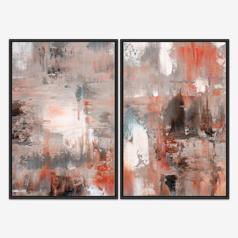 Quadro Abstrato Pintura Avermelhado kit duas telas - Imagem 3