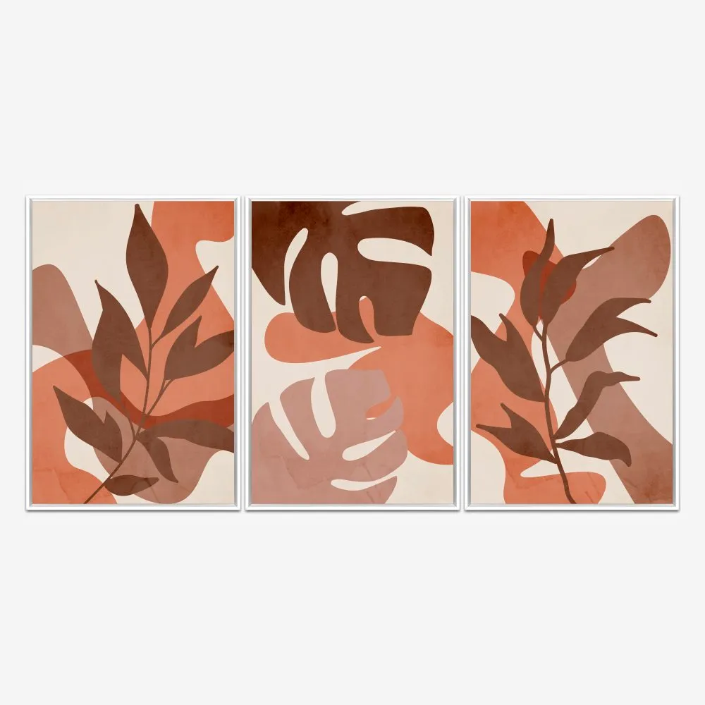 Quadro Folhas Orgânicas Terracota kit três telas - Imagem 4