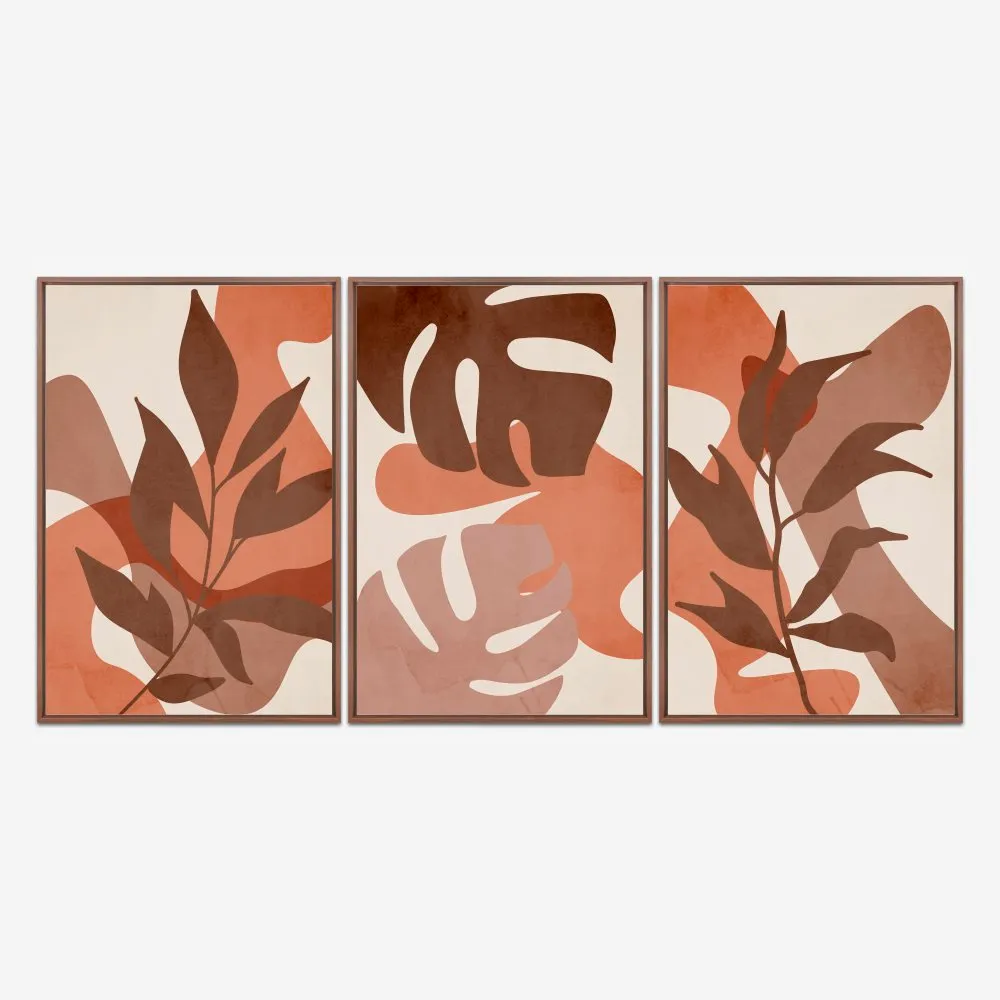 Quadro Folhas Orgânicas Terracota kit três telas - Imagem 5