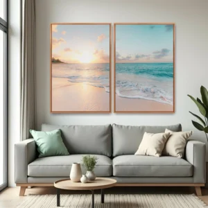 Quadro Praia Azul kit duas telas