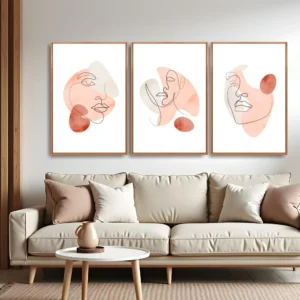 Quadro Abstrato Linhas e Faces kit três telas