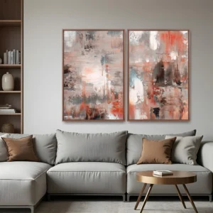 Quadro Abstrato Pintura Avermelhado kit duas telas