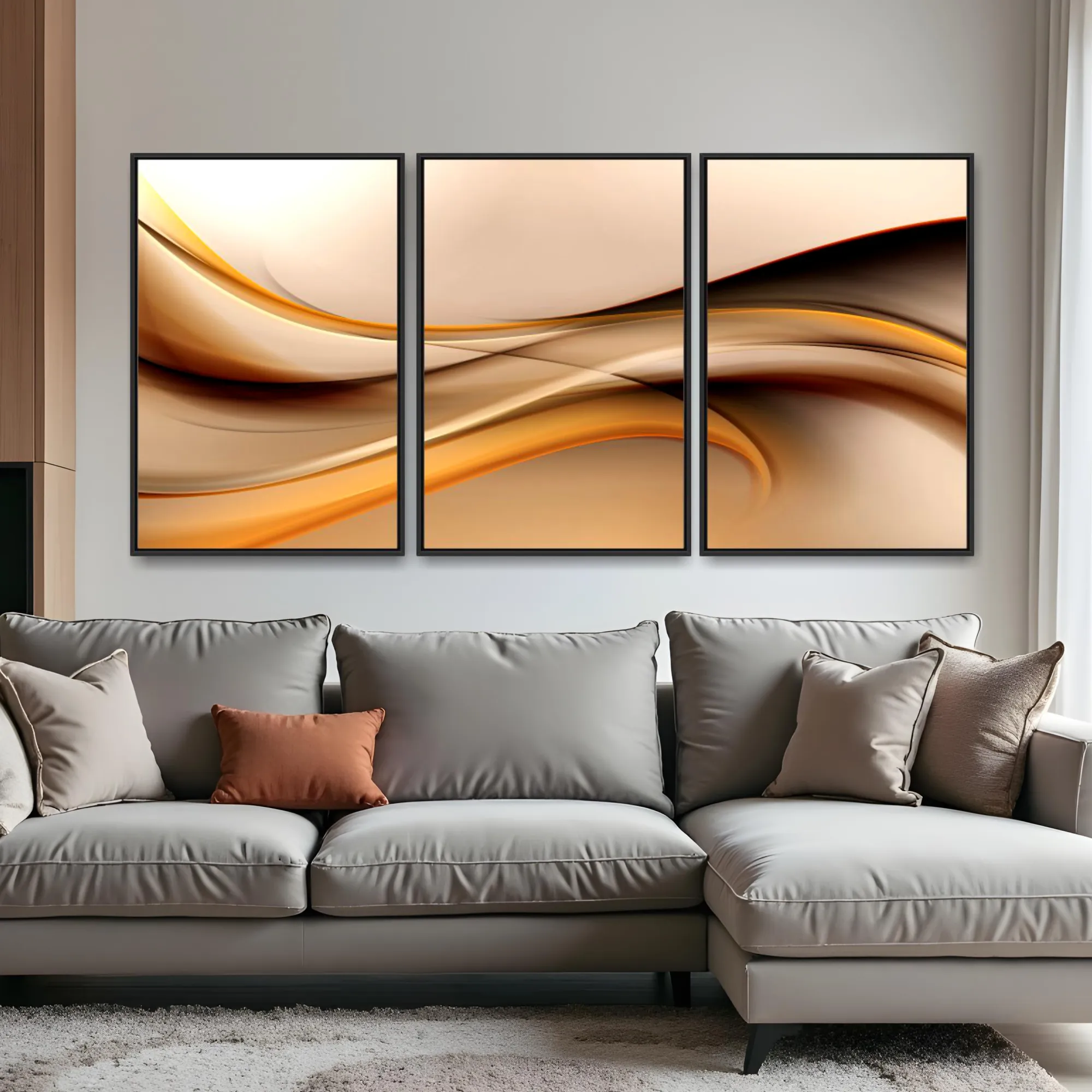 Quadro Abstratos Linhas Elegantes kit três telas