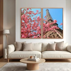 Quadro Paris e Flores kit duas telas