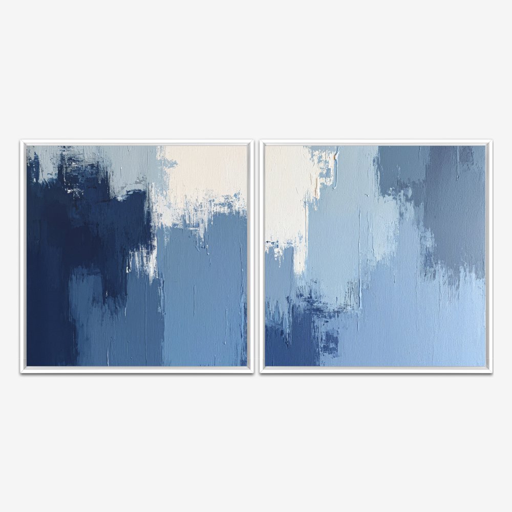 Quadro Abstrato Paint Tons Azuis kit duas telas - Imagem 4