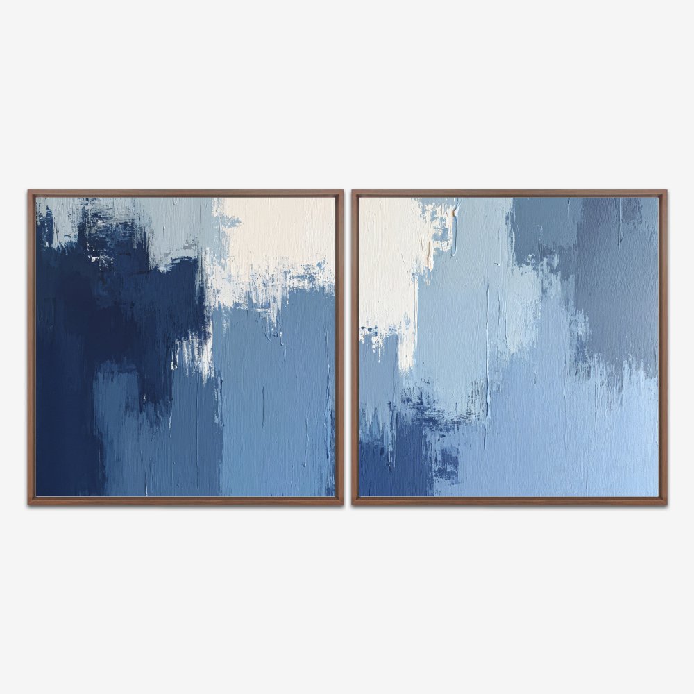 Quadro Abstrato Paint Tons Azuis kit duas telas - Imagem 5