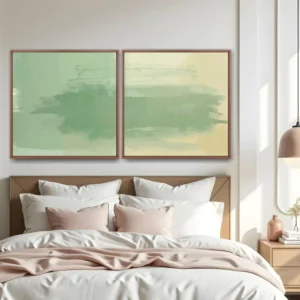 Quadro Abstrato Verde Suave kit duas telas