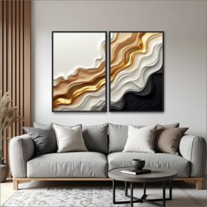 Quadro Elegant Abstract Waves kit 2 telas