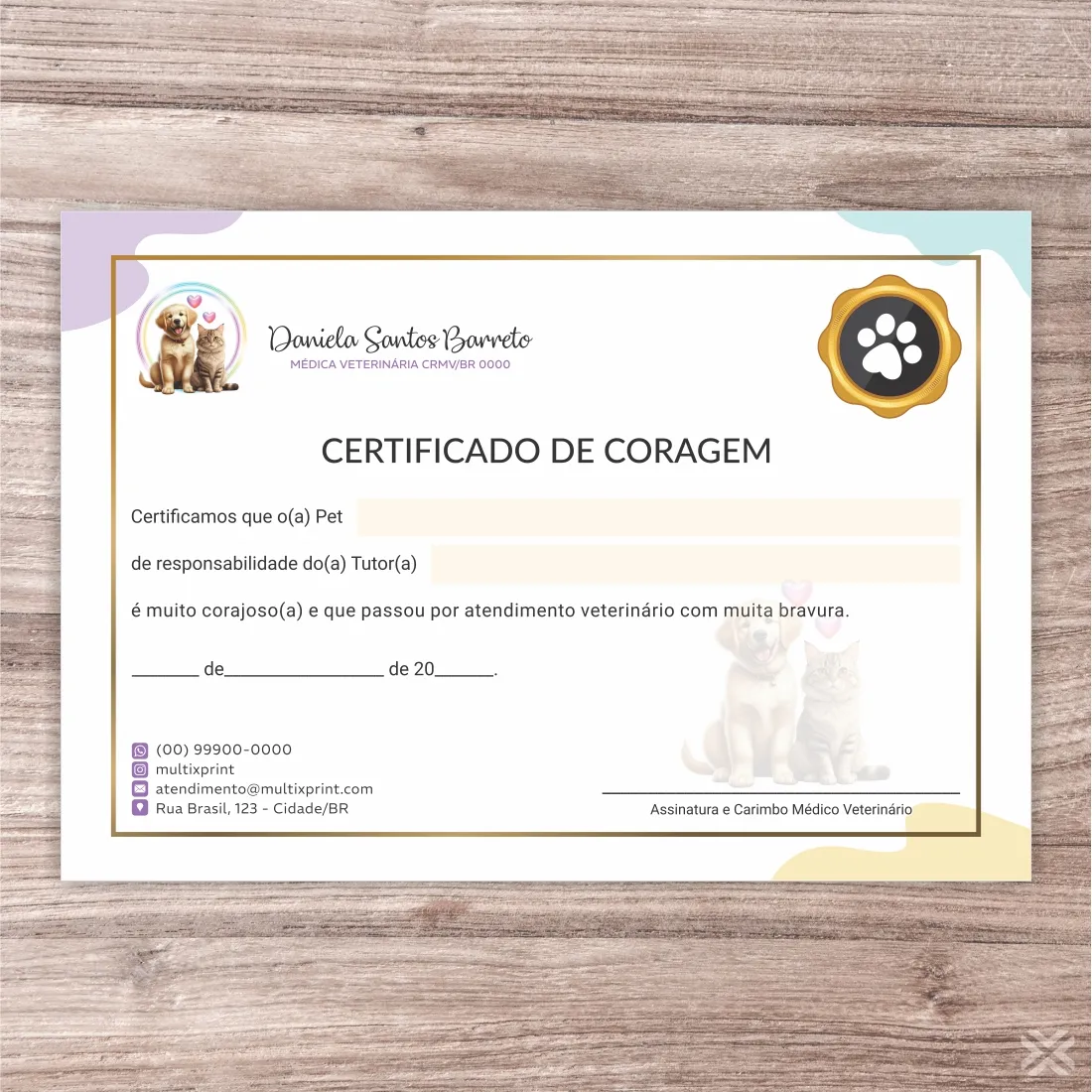 Certificado de Coragem Pet 30145