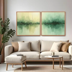 Quadro Abstrato Verde Elegance kit duas telas