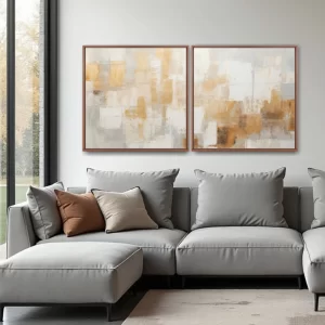 Quadro Abstract Golden Spots kit duas telas