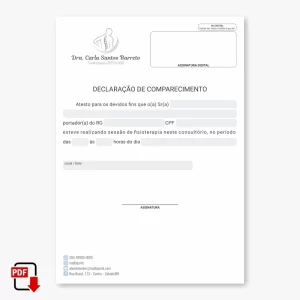 Declaração de Comparecimento Fisioterapeuta Digital