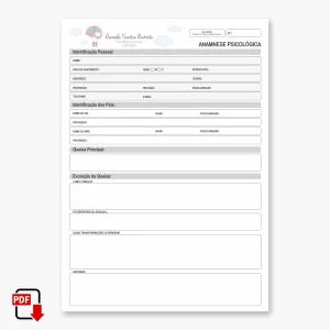 Ficha Anamnese Psicólogo Digital