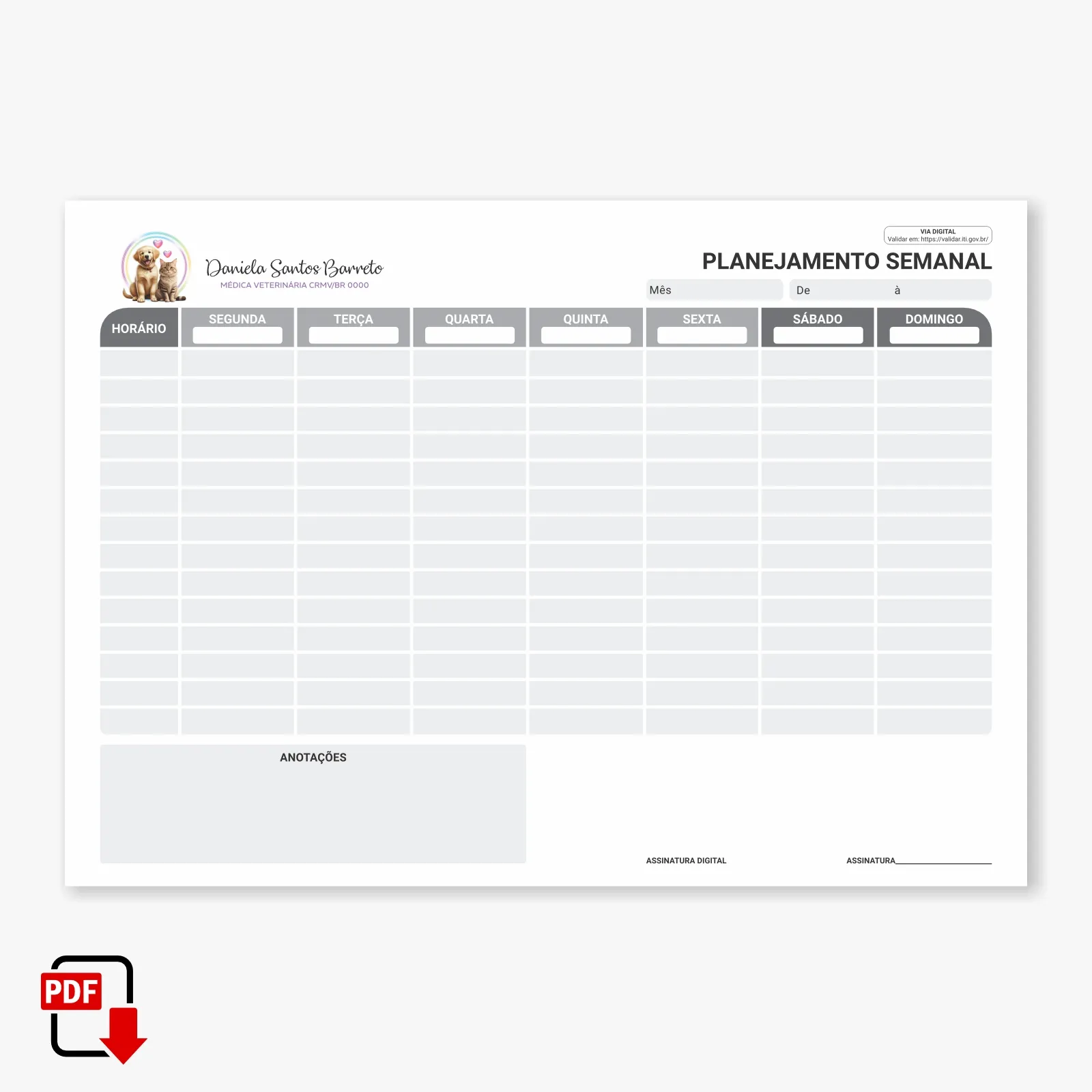 Planner Veterinário Digital