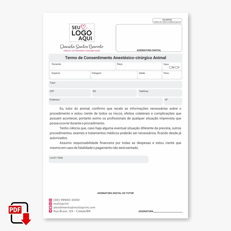 Termo Anestésico-cirúrgico Veterinário Digital - Imagem 2