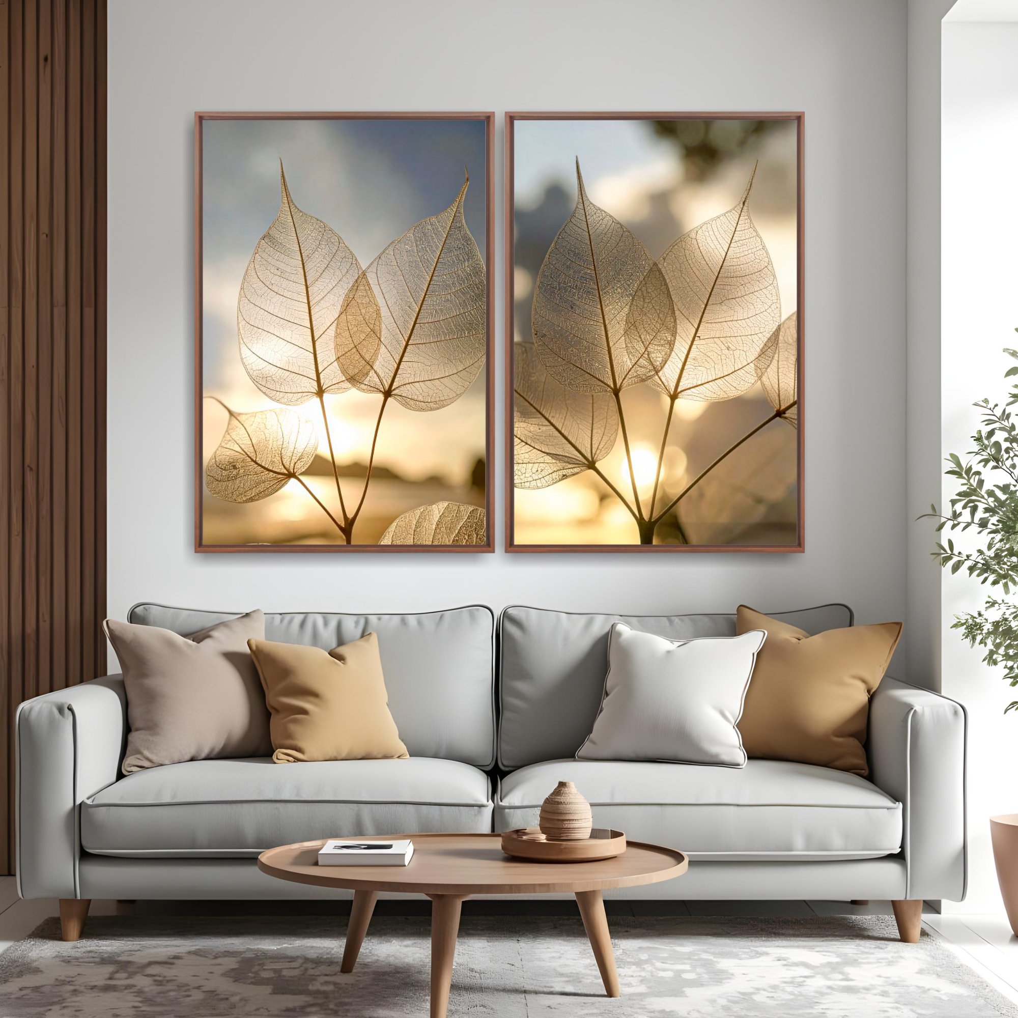 Quadro Transparent Leaves kit duas telas