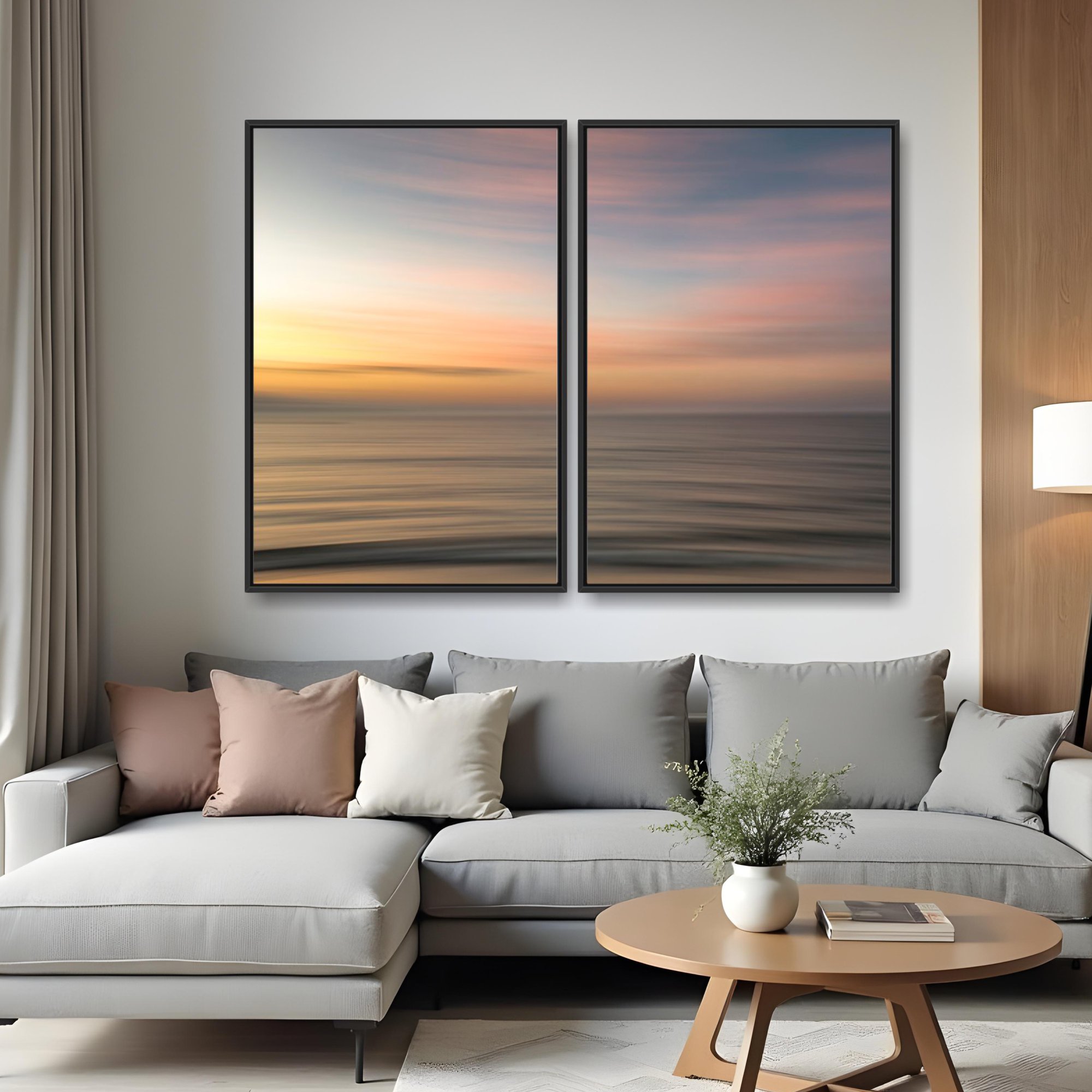 Quadro Abstrato Sea Wave por Ale Gazola kit duas telas